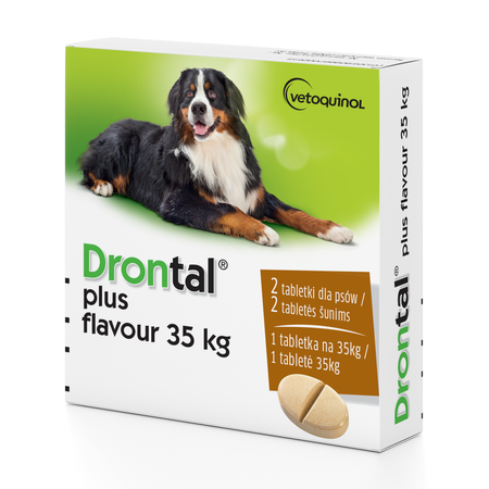 DRONTAL PLUS FLAVOUR 35 KG - preparat przeciwpasożytniczy dla psów - 2 tabletki 