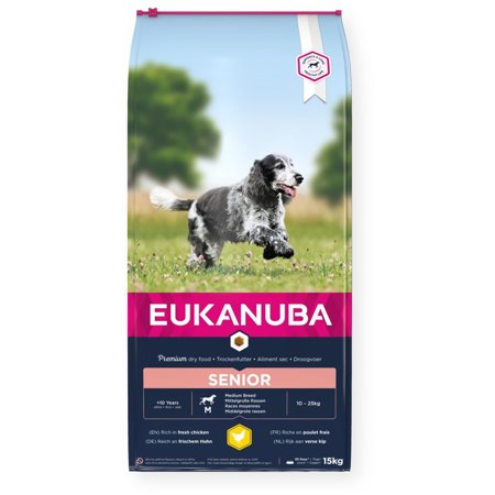 EUKANUBA Caring Senior Medium Breed - sucha karma dla psów bogata w świeżego kurczaka - 15 kg