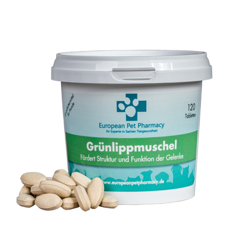 EUROPEAN PET PHARMACY Grunlippmuschel - suplement dla psa na stawy - 120 tabletek 