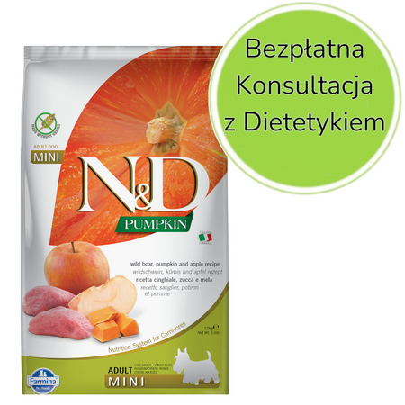 FARMINA N&D Pumpkin Boar & Apple Adult Mini - sucha karma dla psa - 2,5kg
