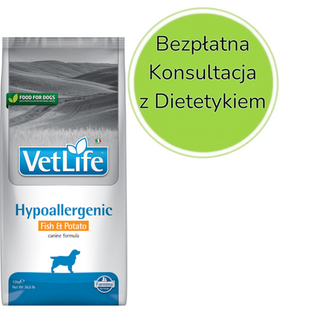 FARMINA Vet Life Hypoallergenic Fish & Potato Canine - sucha karma dla psa - 12 kg