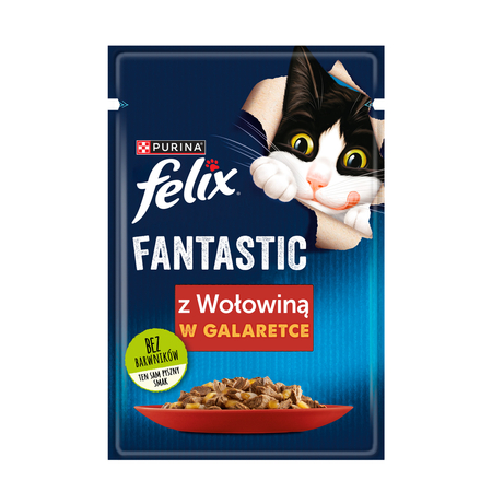 FELIX Fantastic Wołowina w galaretce - mokra karma dla kota - saszetka 100 g