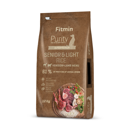 FITMIN Purity Rice Senior & Light Venison & Lamb - sucha karma dla psa - 12kg