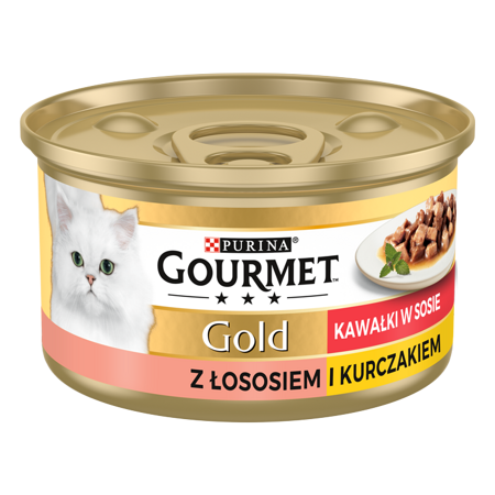 GOURMET GOLD Łosoś i kurczak w sosie mokra karma dla kota - puszka - 85 g