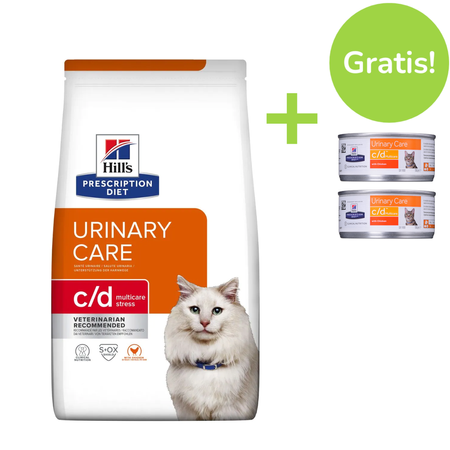 HILL'S Prescription Diet Urinary Care Feline c/d Multicare Stress Chicken - sucha karma dla kota - 3 kg + Gratis!