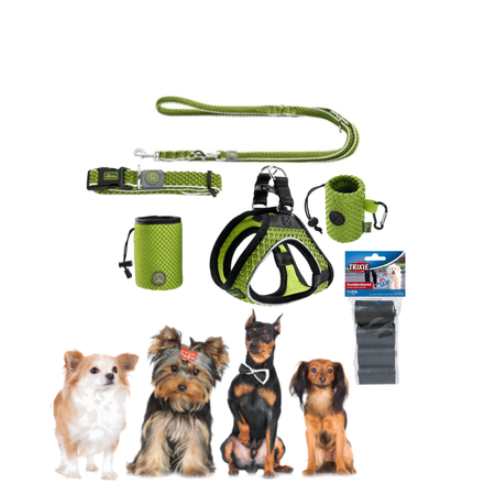 HUNTER Hilo - komplet akcesoriów na spacer dla psa małej rasy - zielony