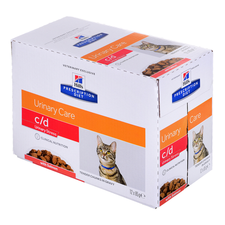 Hill's Prescription Diet Feline c/d Urinary Stress Salmon - mokra karma dla kota - saszetka 12x85 g
