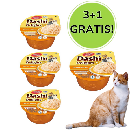 INABA Dashi Delights Kurczak w bulionie - przysmak dla kota - 3x70 g + 1x70 g Gratis!