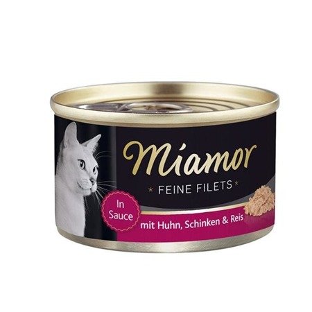 MIAMOR Feine Filets - filety mięsne smak: kura z szynką i ryżem 100g