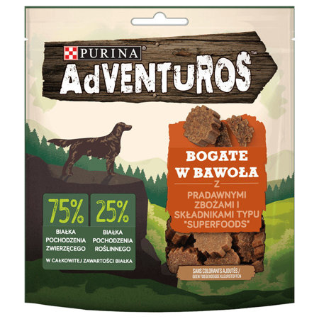 PURINA Adventuros bogate w bawoła i prazboża - przysmak dla psów - 90 g