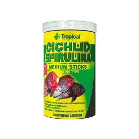 TROPICAL Cichlid Spirulina Medium Sticks - pokarm w pałeczkach ze spiruliną dla pielęgnic 1000ml/360g