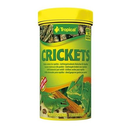 TROPICAL Cricket - suszone świerszcze dla gadów i dużych ryb akwariowych 250ml/25g