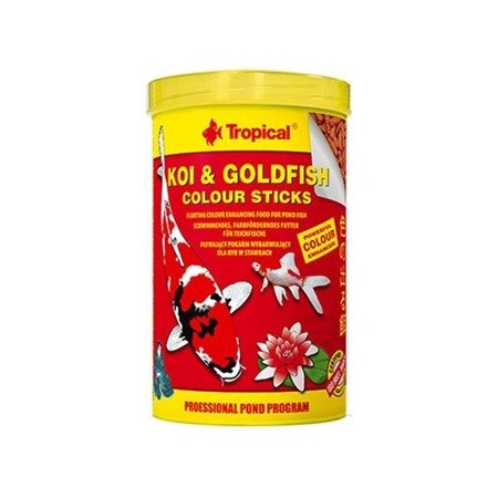 TROPICAL Koi & GoldFish Colour Sticks - pokarm wybarwiający w pałeczkach dla ryb stawowych puszka 1l/85g