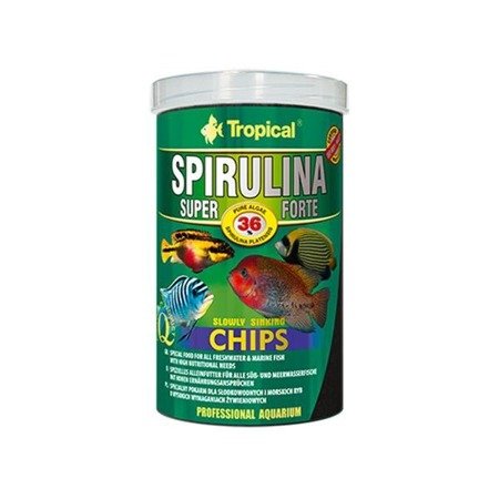 TROPICAL Super Spirulina Forte Chips - pokarm roślinny w formie chipsów dla rybek 100ml/52g