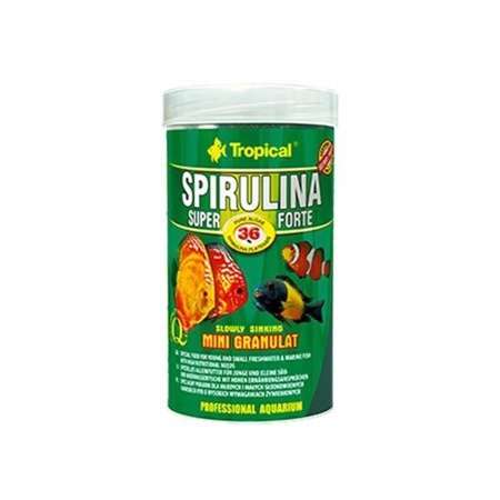 TROPICAL Super Spirulina Forte Mini Granulat - granulowany pokarm roślinny dla rybek 22g