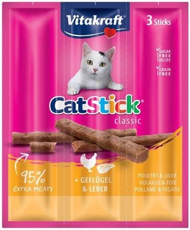 VITAKRAFT Cat Stick Mini - przysmak dla kota smak: drób i wątróbka 3szt/18g
